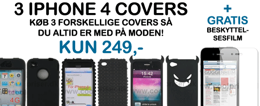 F&aring; 3 iPhone 4 covers + 1 gratis beskyttelsesfilm!