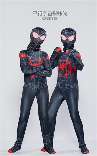 Spiderman Black/Red Tight Kostume - Børn - Inkl. Dragt + Maske - Small - 100-110 cm