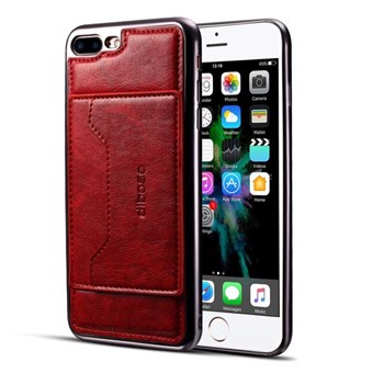 High Trend Cover i PU læder og TPU plast m/ Kortholder til iPhone 7 Plus / iPhone 8 Plus - Rød