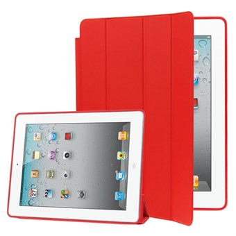 Stylish Smart Cover Sleep/ Wake-up til iPad 2 / iPad 3 / iPad 4 - Rød