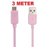 3 Meter Micro Usb kabel (Pink) 