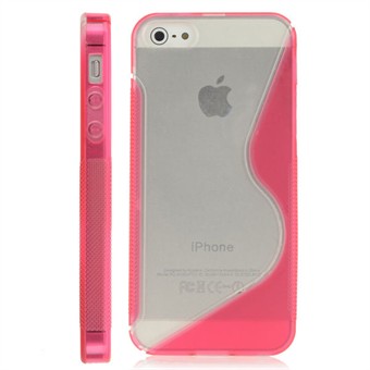 iPhone 5 / iPhone 5S / iPhone SE 2013 - Line plastik cover M silikone sider (Rød)