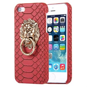 Snakeskin læder cover iPhone 5 / iPhone 5S / iPhone SE 2013 - Rød