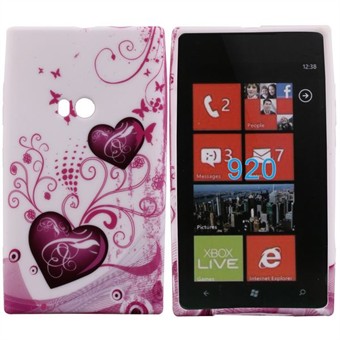 Motiv Silikone Cover til Lumia 920 (Double Heart)