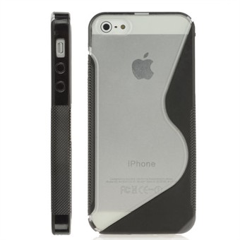 iPhone 5 / iPhone 5S / iPhone SE 2013 - Line plastik cover M silikone sider (Sort)