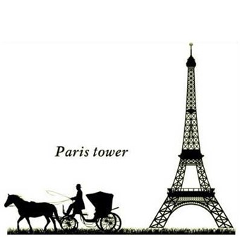 Wall Stickers - Eiffeltårnet og hestevogn