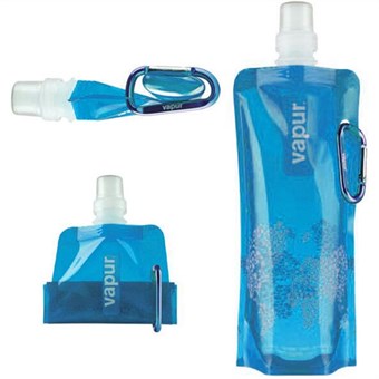 Fleksibel vandflaske med metalring (Blå)