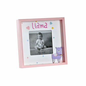 Fotoramme DKD Home Decor S3021814 Krystal Pink Hvid Børns Lama Træ MDF (18 x 4 x 18 cm)