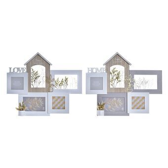 Fotoramme DKD Home Decor Love Home Træ Blomst Natur (46 x 3 x 39 cm) (2 enheder)