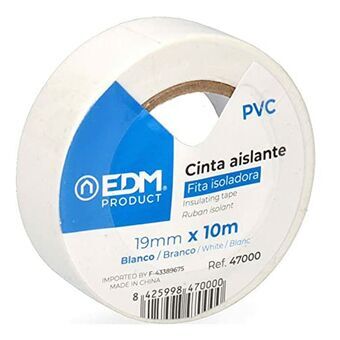 Isoleringstape EDM Hvid PVC (10 m x 19 mm)