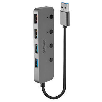 USB Hub LINDY Sort Grå (1 enheder)