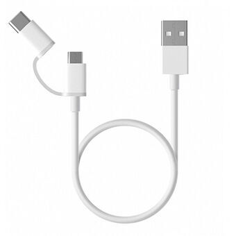 USB-kabel til micro USB Xiaomi Mi 2-in-1 USB Cable Micro USB to Type C 30cm Hvid 30 cm