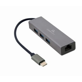 4-Port USB-C Hub GEMBIRD A-CMU3-LAN-01 Hvid Grå