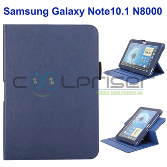 360 Rotating Leather Case - Galaxy Note 10.1 (mørkeblå)