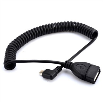 OTG Extension Cable; HUN USB 2.0 To 90 Degree HAN Mini 5 Pin USB Cable