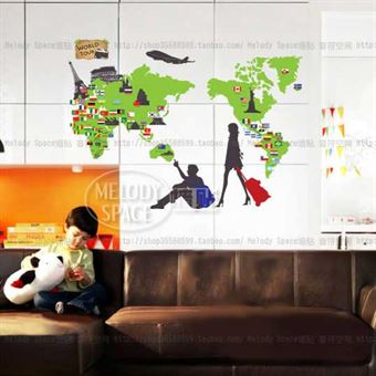 Wall Stickers - Green World Map