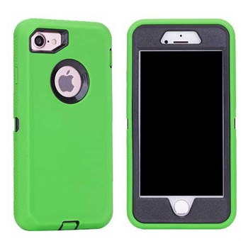 Cover all plast-/silikonecover til iPhone 7 / iPhone 8 - Grøn/sort
