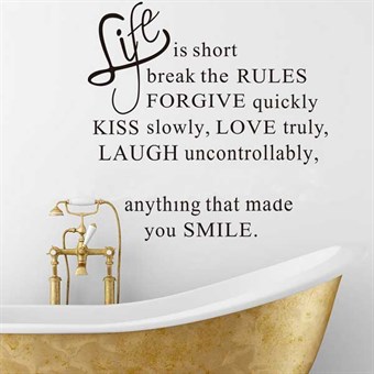 TipTop Wallstickers ! "Life is short break the Rules.." English Famous Sayings Vinyl