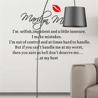 TipTop Wallstickers "Im Selfish..." Marilyn Monroe English Famous Sayings 