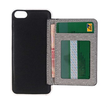Luxury iPhone 5 / iPhone 5S / iPhone SE 2013 læder/silikone cover M. indbygget kreditkort  pung sort