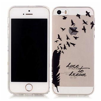 Sommertime silikone cover gennemsigtigt M. mønstre iPhone 5 / iPhone 5S / iPhone SE 2013 black feather