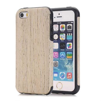 Premium træ udseende cover i silikone iPhone 5 / iPhone 5S / iPhone SE 2013 hvid