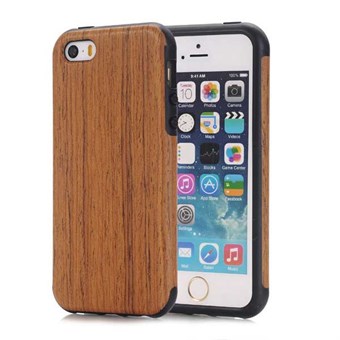 Premium træ udseende cover i silikone iPhone 5 / iPhone 5S / iPhone SE 2013 wood color