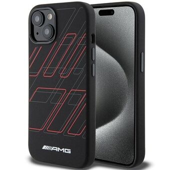 AMG AMHMP15M23SSPK iPhone 15 Plus / 14 Plus 6.7" sort hårdfodral af silikone med stort rutedesign og MagSafe
