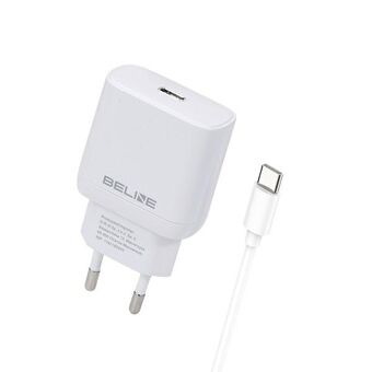 Beline dreng. netværk. 1x USB-C 30W + USB-C kabel hvid/hvid PD 3.0 BLNCW30C