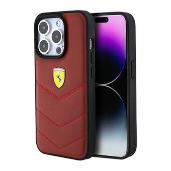 Ferrari FEHCP15LRDUR iPhone 15 Pro 6.1" rød hårdtaske af læder med syede linjer