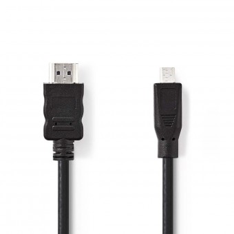 High Speed ​​HDMI ™ kabel med Ethernet | HDMI™ Stik | HDMI™ Micro-stik | 4K@30Hz | 10.2 Gbps | 2.00 m | Runde | PVC | Sort | Box