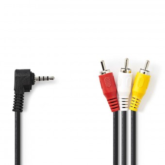 AV-kabel | 3.5 mm Hanstik | 3x RCA Han | Nikkelplateret | 2.00 m | Runde | PVC | Sort