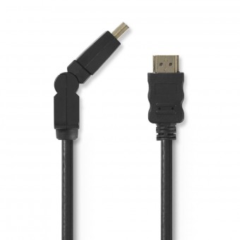 High Speed ​​HDMI ™ kabel med Ethernet | Drejeligt HDMI ™ stik | HDMI™ Stik | 4K@30Hz | 10.2 Gbps | 1.50 m | Runde | PVC | Sort | Plastikpose