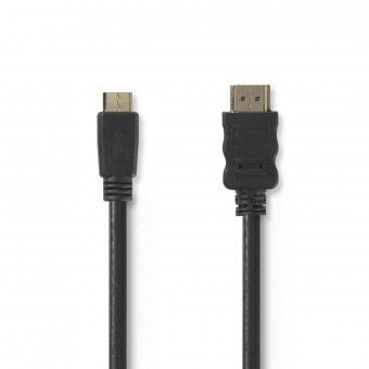 High Speed ​​HDMI ™ kabel med Ethernet | HDMI™ Stik | HDMI™ Mini-stik | 4K@30Hz | 10.2 Gbps | 2.00 m | Runde | PVC | Sort | Plastikpose