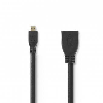High Speed ​​HDMI ™ kabel med Ethernet | HDMI™ Micro-stik | HDMI ™ -udgang | 4K@30Hz | 10.2 Gbps | 0.20 m | Runde | PVC | Sort | Plastikpose