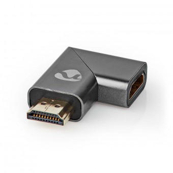HDMI™ Adapter | HDMI™ Han / HDMI™ Stik | HDMI ™ -udgang / HDMI™ Hun | Guldplateret | Angled Right | Aluminium | Gun Metal Grå | 1 stk. | Cover Window Box