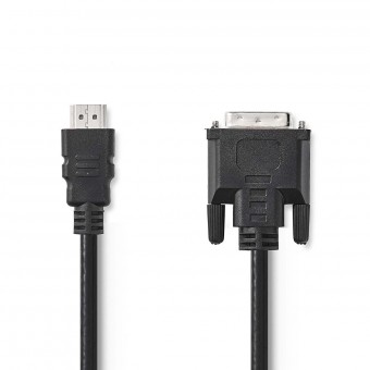 HDMI™ kabel | HDMI™ Stik | DVI-D 24 + 1-pin han | 1080p | Nikkelplateret | 2.00 m | Lige | PVC | Sort | Plastikpose