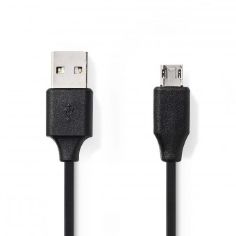 USB-kabel | USB 2.0 | USB-A han | USB Micro-B-han vendbar | 480 Mbps | Nikkelplateret | 1.00 m | Runde | PVC | Sort | Blister