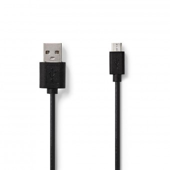 USB-kabel | USB 2.0 | USB-A han | USB Micro-B han | 480 Mbps | Nikkelplateret | 2.00 m | Runde | PVC | Sort | Mærke