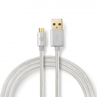 USB-kabel | USB 2.0 | USB-A han | USB Micro-B han | 480 Mbps | Guldplateret | 1.00 m | Runde | Flettet / Nylon | Aluminium | Cover Window Box