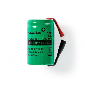 Genopladelige Ni-MH-batteripakke | 1.2 V | Opladningsbar | 1000 mAh | Forudladet | 1-Polybag | N/A | Loddeflige | Grøn