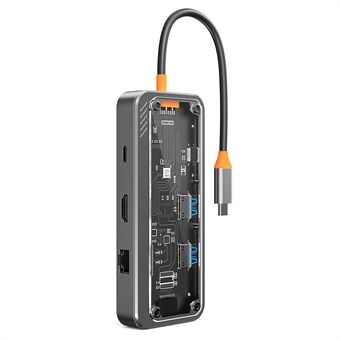 SW8V 8 in 1 Type-C Docking Station Portable USB Hub Adapter USB-C to USB3.0 / USB2.0 / Type-C2.0 / 100M Ethernet