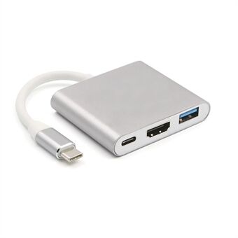 T536 3 in 1 Type C to HDMI USB 3.0 Multiport Cable Converter Adapter for Samsung Huawei MacBook - Grey