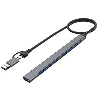 2-i-1 USB-C / USB-A HUB-adapter 7-ports dockingstation USB2.0 3.0 Splitter til bærbare computere