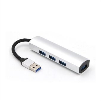 T-552 4Ports USB3.0 Hub Aluminium Alloy Expander Adapter High Speed Transmission Data Sync Convertor Compatible with Mouse/Keyboard/Mobile Hard Disk