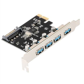 PCI Express-kort til 4 USB 3.0-porte PCI-E-udvidelseskort USB 3.0-hubadapter med 4-benet/SATA-strømport