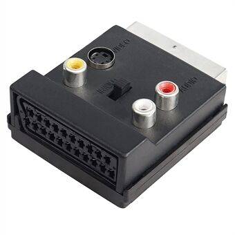 JUNSUNMAY 21 Pin Scart han til hun S-Video 3 RCA Adapter Switchable In Out Audio Converter