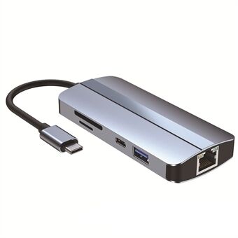 2206 til MacBook 9-i-1 Type-C Multi-Interface Hub Splitter HD+USB3.0+USB2.0+PD+USB-C+RJ45+SD+TF Slots Adapter Dockingstation