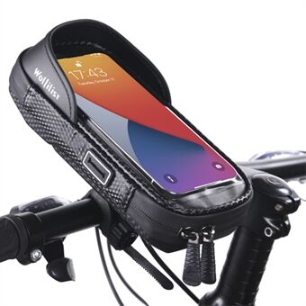 WOLFILIST C1102 0,75L Hard Shell cykelstyrtaske Solskærm Touch Screen Cykeltelefontaske med hul til hovedtelefoner