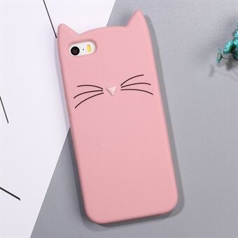 3D Bearded Cat Silikone Blødt telefoncover til iPhone SE 5s 5
